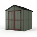 Abri de jardin 213 x 127 x 185 cm en acier vert rouge foncé avec double porte et toit incliné