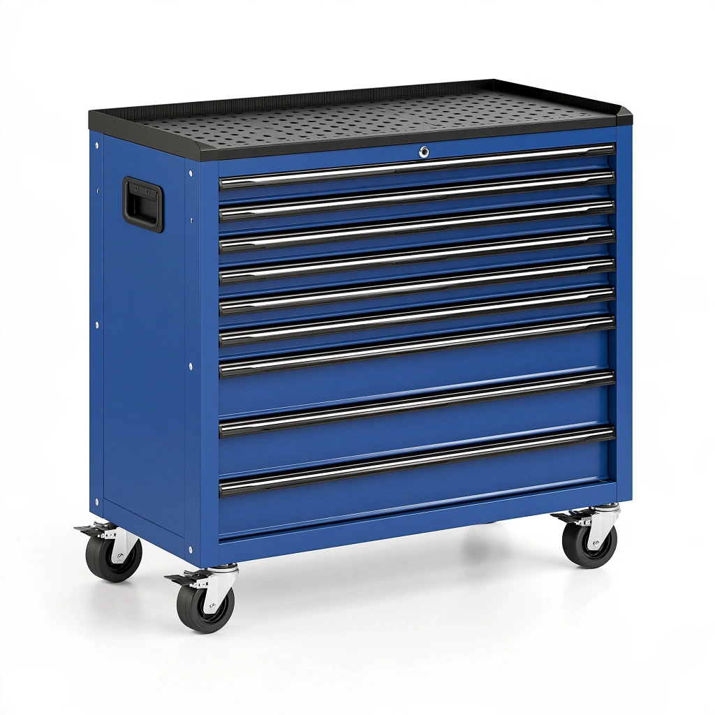 Servante à outils 77 x 46 x 97 cm en acier bleu à 8 tiroirs mobile