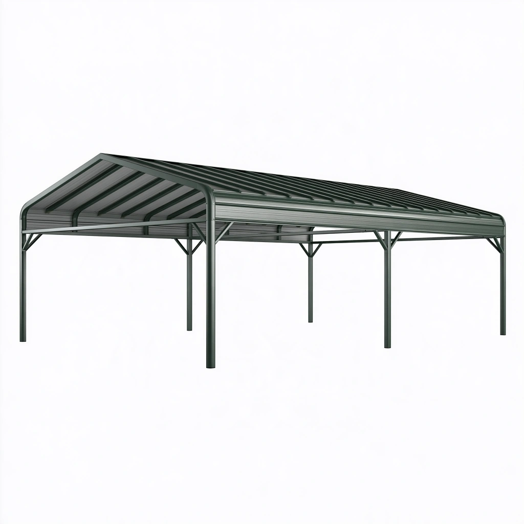 Abri de voiture 600 x 300 x 280 cm en acier gris anthracite - toit incliné pour extérieur
