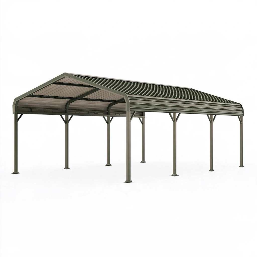 Abri voiture 600 x 300 x 270 cm en métal gris anthracite - toiture rigide