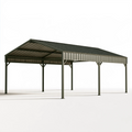 Abri voiture 600 x 300 x 270 cm en métal vert foncé à toit double pente