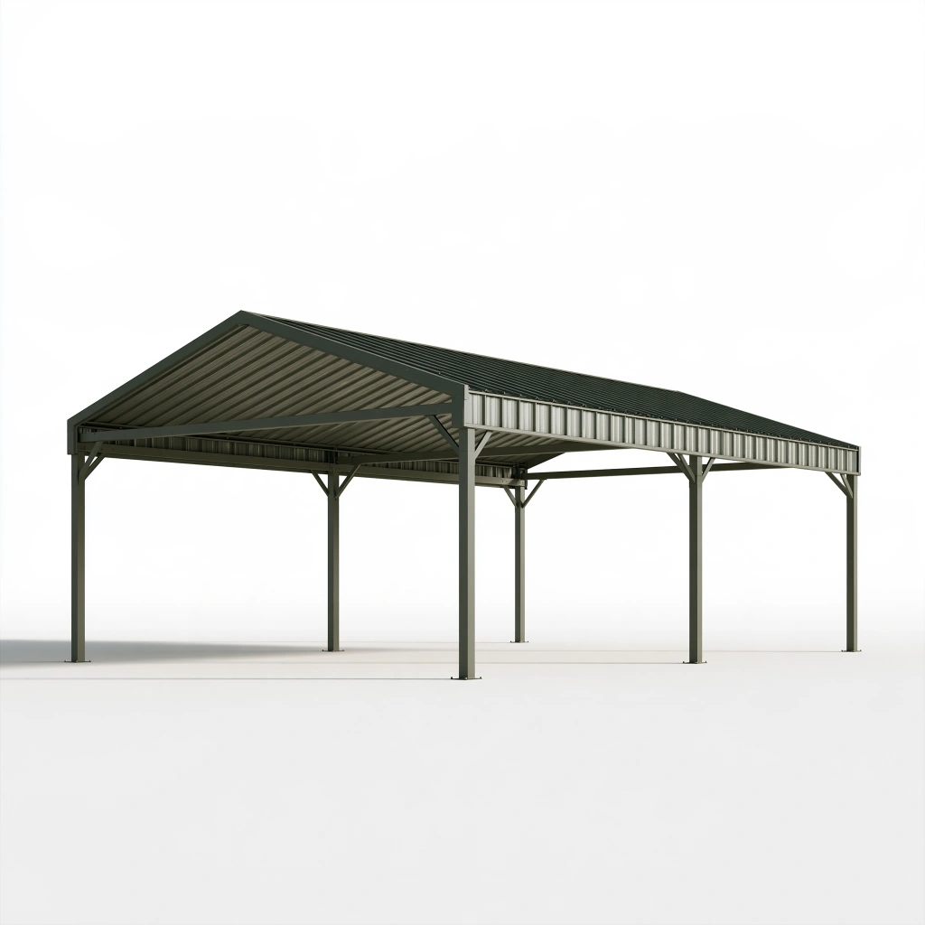 Carport 600 x 500 x 300 cm en acier gris anthracite - abri extérieur à toit double pente