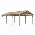 Carport extérieur 600 x 300 x 270 cm en métal beige avec toit à deux pentes