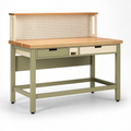 Établi d'atelier 120 x 60 x 140 cm en bois et métal vert avec panneau perforé et rangements