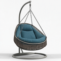 Fauteuil suspendu 105 x 105 x 195 cm en métal gris et textile bleu pétrole style bohème