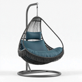 Fauteuil suspendu 105 x 105 x 195 cm en acier et corde tressée noir bleu pétrole