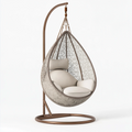 Fauteuil suspendu 105 x 105 x 195 cm en métal brun et résine tressée beige style bohème