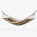 Hamac à barres 320 x 100 cm en toile rayée beige marron vert pour jardin