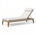 Bain de soleil 200 x 65 cm en résine tressée beige avec dossier réglable