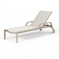 Bain de soleil 200 x 70 cm en métal et textile beige inclinable à roulettes