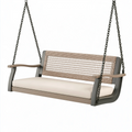 Balancelle de jardin 150 x 65 x 55 cm en métal et fibres tressées beige grise avec assise rembourrée