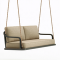 Balancelle de jardin 2 places 130 x 70 x 170 cm métal et tissu beige style contemporain suspendu
