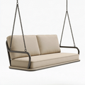 Balancelle de jardin 2 places 130 x 65 x 180 cm acier noir tissu beige suspendue