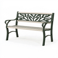 Banc de jardin 120 x 60 x 88 cm en métal vert et beige style végétal avec accoudoirs
