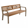 Banc de jardin 150 x 60 x 85 cm en bois et métal marron taupe à dossier ajouré